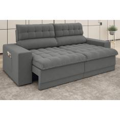 Imagem de Sofá Daytona 2,30M Assento Retrátil E Reclinável Velosuede Grafite - Netsofas