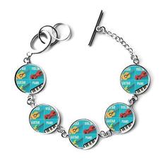 Imagem de DIYthinker Bracelete com padrão de combinação de violino e piano, pulseira com corrente