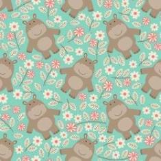 Imagem de Papel de Parede Adesivo Hipopotamo Verde 252811729 R 0,58x3M