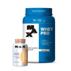 Imagem de Combo: Whey Pro Pote 1kg - Vitamina C 500mg Pote 60 Caps - Max Titanium-Unissex