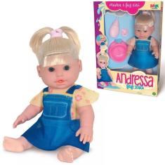 Imagem de Boneca Bebê Infantil Andressa Faz Xixi 34cm Com Acessórios