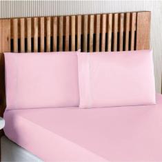 Imagem de Jogo De Lençol King Percal 200 Fios 3 Peças - Rosa