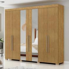 Imagem de Guarda-roupa Casal 6 Portas 2 Gavetas Itá com Espelho Marrocos/marrocos Ripado