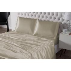 Imagem de Jogo de cama lençol seda casal queen pérola com fronhas