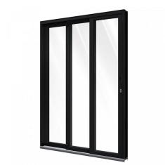 Imagem de Porta De Alum nio De Correr 215x150cm 3 Folhas Com Vidro Liso