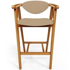 Imagem de Banqueta Alta Para Cozinha Bancada Bar Sala De Jantar Fixa Cecília L02 Linho Bege Escuro