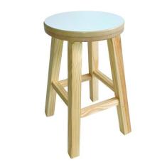 Imagem de Banqueta Hardman Madeira Natural Assento Redondo Mdf Branco - Hardman 