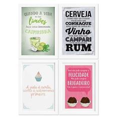 Imagem de Quadros Cozinha Drinks e Desserts Moldura  22x32cm 4un