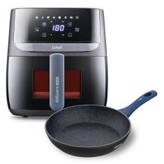 Imagem de Airfryer Vision Max Ichef 5,7L e Panela Polishop iChef Home Sauté Petit Shark Series Azul 20cm