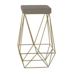 Imagem de Banqueta Decorativa Kathy Base Gold Veludo Cinza G41 - Gran Belo