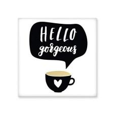 Imagem de Adesivo brilhante de ejo de cerâmica escrito à mão com citação Hello Gorgeous