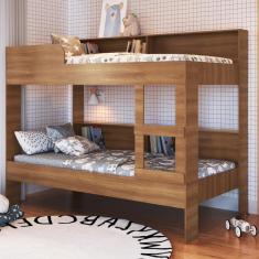 Imagem de Beliche Infantil/Juvenil Solteiro Com Estante Duda Nogal