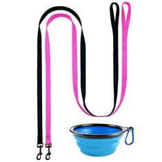 Imagem de Coleira para cães Doyoo com 2 unidades, coleira para gatos, forte e durável com gancho de coleira fácil de usar – coleiras para cães para gatos com tigela dobrável para animais de estimação ótimo para cães pequenos e médiosDOYOO