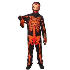 Imagem de Fantasia Infantil Esqueleto Abóbora Caveira Laranja Hallowen