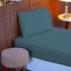 Imagem de Jogo De Lençol Solteiro 400 Fios Ponto Palito Azul Valle Enxovais 2 Pe