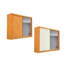 Imagem de Guarda Roupa 2 Portas De Correr E 4 Gavetas C Espelho Creta Peroba Off White Peroba Europa