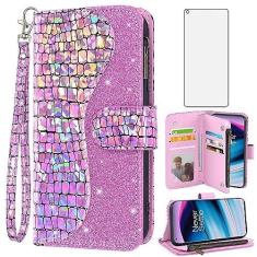 Imagem de Asuwish Capa de telefone para OnePlus Nord N20 5G Capa carteira com protetor de tela Bling Glitter Flip Zipper Suporte para cartão Cell One Plus N 20 G5 1 Plus 20N 1plus One+ 1+ N205G mulheres meninas