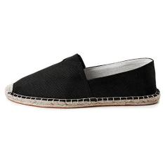 Imagem de HYVEKOKA Alpargatas masculinas com lona clássica casual sem cadarço, Preto, 39