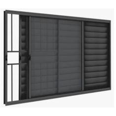 Imagem de Janela Veneziana Em Alum nio 100 X 100 X 8 Cm Com Grade 3 Fol