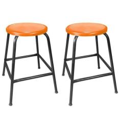 Imagem de Kit 2 Bancos Baixo de Metal Banqueta Empilhavel Para Bar Cozinha Lanch