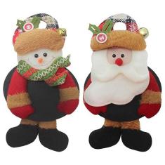 Imagem de Kit 8 Enfeites De Natal Boneco De Neve E Papai Noel Com Lousa 18cm