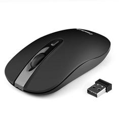 Imagem de LeadsaiL Mouse recarregável sem fio para computador, mouse portátil fino sem fio 2,4 G, menos ruído para laptop mouse óptico com 5 níveis de DPI ajustáveis, mouse USB para laptop, desktop, MacBook