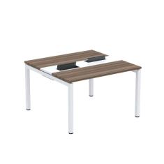 Imagem de Mesa Plataforma Dupla com Pé de Aço para Coworking 120x120 Pdc12/12/2p Walnut/Branco