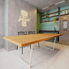 Imagem de Mesa Industrial para Área Gourmet Premium Madeira Maciça Lanna com Ferragem 3,00 X 1,00 Branco