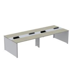 Imagem de Mesa de Plataforma Dupla para 4 Pessoas Corporativa 150x140/4p Nogueira Casblanca/Cinza