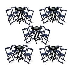 Imagem de Kit 5 Conjuntos De Mesa Bistrô Dobrável Jack Daniel`s Com 4 Banquetas De Madeira Preta - Cor: Preto