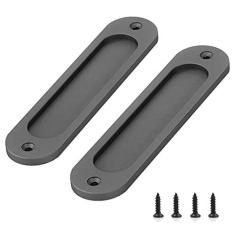 Imagem de ZGWANSUI Pacote com 2 maçanetas de porta de celeiro de 15 cm, puxador de porta de celeiro deslizante, puxador de dedo embutido para porta, maçaneta de celeiro rústica, canto redondo para armário de