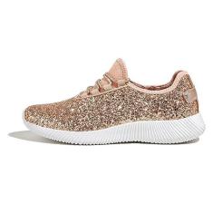 Imagem de K KIP WOK Tênis de corrida feminino com glitter moderno Silp On Lightweigt Tênis de caminhada, Ouro rosa, 38