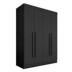 Imagem de Guarda Roupa 4 Portas Solteiro Mayra Preto - Móveis Arapongas