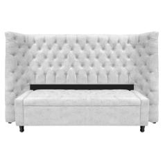 Imagem de Kit Cabeceira e Calçadeira Baú Queen Everest P02 160cm Para Cama Box Suede Branco