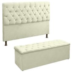 Imagem de Cabeceira + Recamier Lana Tamanho Queen 160cm Para Cama Box - Vania De