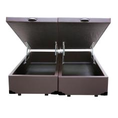 Imagem de Cama Box Baú Blindado Queen Bipartido HomeQueen Sintético Marrom 41x158x198