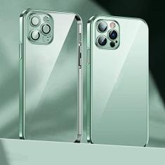 Imagem de Capa de telefone com revestimento de lente para iPhone 14 11 12 13 Pro Max Mini XS XR 7 8 14 Plus SE 2020 Capa de proteção de câmera de luxo, verde, para iPhone 14