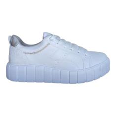 Imagem de Tênis Via Marte Casual Croco 2310906 Branco + Prata-Feminino