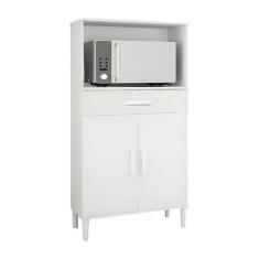 Imagem de Balcão Microondas Duplo Cozinha Mdp 15mm 2 Portas 1 Gaveta - Branco -