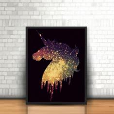 Imagem de Quadro Moldura Unicórnio Silhueta Contorno Galáxia Estrelas