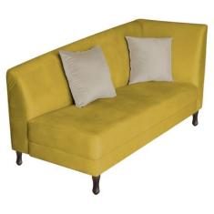 Imagem de Recamier Heitor 185cm com Almofada Lado Esquerdo Suede Amarelo/Bege