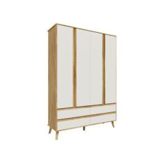 Imagem de Guarda Roupa Retro Théo Moveis Peroba 04 portas MDF, Amêndoa Off White
