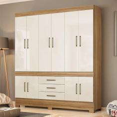 Imagem de Guarda-Roupa Casal New Murano 10 Portas 3 Gavetas Amêndola/Off-White - Demóbile