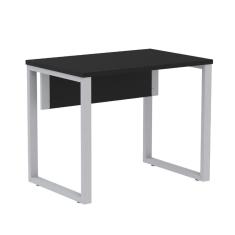 Imagem de Mesa Escritório P25 TUB Pandin 90 cm (Larg) Tampo MDP Preto Pé Aço Tubular Cinza
