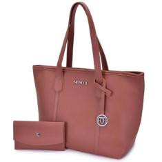 Imagem de Bolsa Grande Feminina Faculdade Trabalho Cabe Notebook zíper carteira 