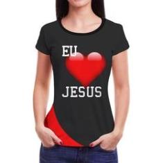 Imagem de Camiseta Feminina Eu Amo Jesus Evangélica Frases Roupa Blusa