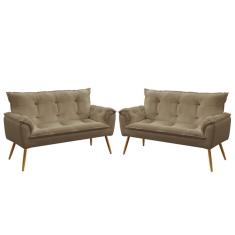 Imagem de Kit 2 Poltronas Namoradeiras Beta Sued Capuccino Aradecor