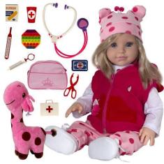 Imagem de Boneca Bebê Baby Real Tipo Reborn Realista Bolsa + 20 Itens - Cegonha