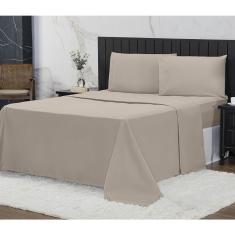 Imagem de Jogo de Cama Casal Padrão 400 Fios Percal 04 Peças Com Barra, Antiácaro, Anti-pilling com Toque M