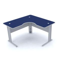 Imagem de Mesa Em L P/ Escritório 150X150 Pandin Maxxi - Azul/Cinza
